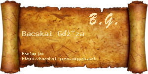 Bacskai Géza névjegykártya